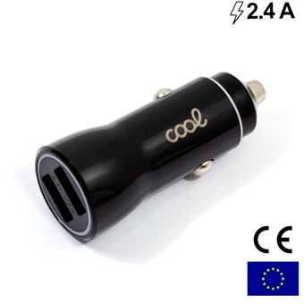 Carregador COOL para Carro Universal Entrada Dupla USB Preto 2.4 Amp - 1