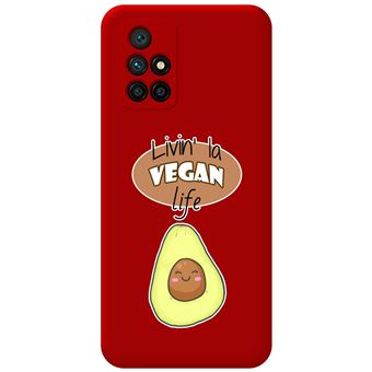 Capa Tumundosmartphone de silicone líquido vermelho para Xiaomi Redmi 10 (2021/2022) desenhos de design Vegan Life - 1