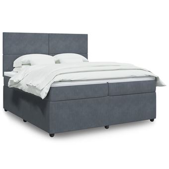 Cama com molas/colchão vidaXL | 200x200 cm | veludo cinzento-escuro - 1