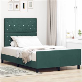 Cama Box com Cabeceira vidaXL | Verde Escuro | 120 x 200 cm | Veludo - 1