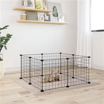 Gaiola para animais de estimação vidaXL com 8 painéis 35x35 cm aço preto - 1