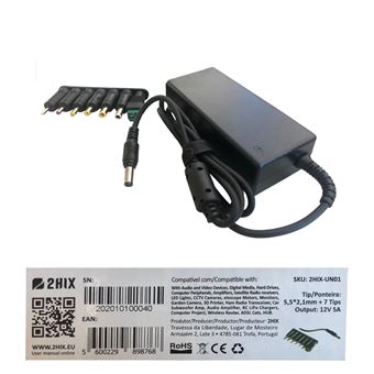 Transformador 2Hix Universal LED Lights | 12V | 5A 5.5x2.1 + 7Tips - 1