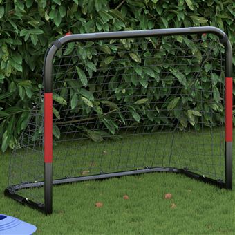 Baliza de futebol com rede vidaXL | 90x48x71 cm | aço vermelho e preto - 1