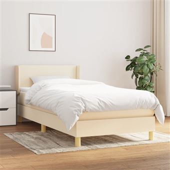 Cama com molas e colchão vidaXL | 90x190 cm | tecido cor creme - 1