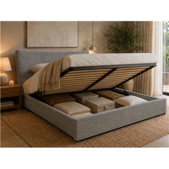 Cama de Casal Ideia Home Design Dance | Estrado Elevatório | 190×140 cm | Cinza - 1