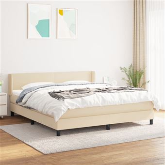 Cama com Molas e Colchão vidaXL | 180x200 cm | tecido cor creme - 1