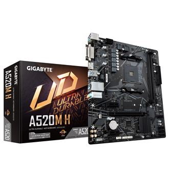 Motherboard GIGABYTE A520M H | Preto - 1