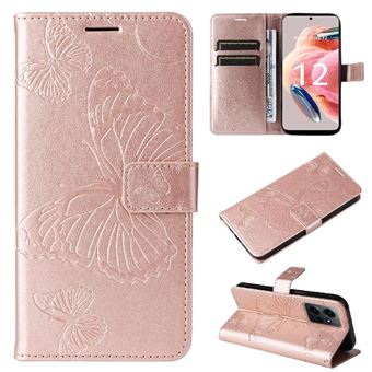 Capa ZURSANA para Xiaomi Redmi Note 12 4G | Tipo Borboleta em Pele PU | Porta-Cartões Magnético | Rosa - 1