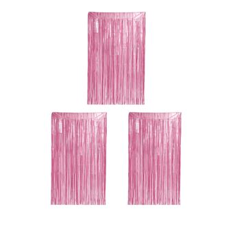 Pack 3 x Cortinas Decorativas para Festas Guirca | 100x200 cm | Metálica Rosa - 1