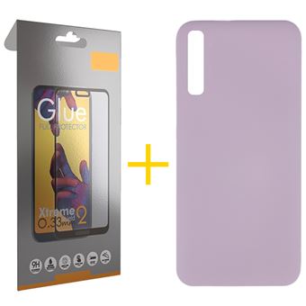 Conjunto skyhe 1 x Película de Vidro Full + Capa para Samsung Galaxy A50s | Silicone Líquido - Roxo - 1