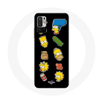 Capa Maniacase para Xiaomipoco M3 Pro Os Simpsons Adesivos Fundo Preto - 1