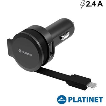 Carregador Platinet para Carro Universal Entrada Dupla USB com Cabo Micro-USB Carga Inteligente - 1