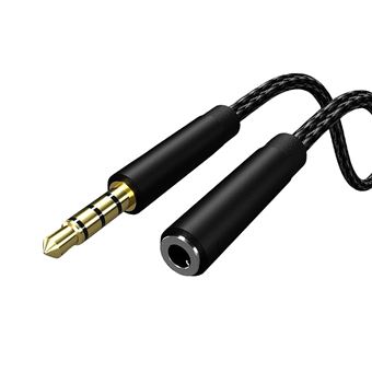 Cabo de Áudio Premium Goeik | Nylon | Extensão Jack 3.5mm Macho de 3 Anéis para Jack 3.5mm Fêmea| 1.5 m - Preto - 1