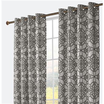 Cortina Confecionada BOD HOME com Tecido Sólido Florido | Cinzo Escuro | 140x260cm - 1