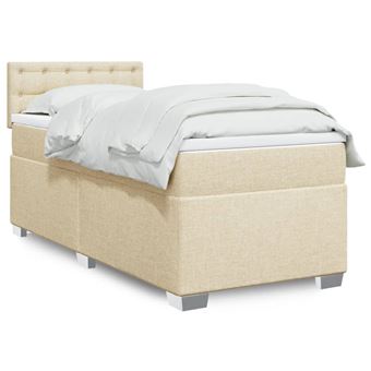Cama com molas/colchão vidaXL | 100x200 cm | tecido cor creme - 1