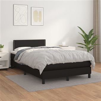 Cama com molas e colchão vidaXL | 120x200 cm | couro artificial preto - 1