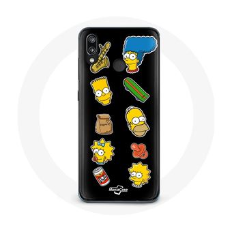 Capa Maniacase para Huawei P20 Lite Os Simpsons Adesivos Fundo Preto - 1