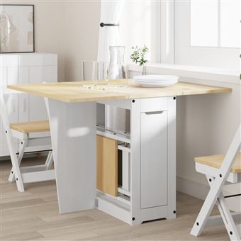 Mesa de jantar dobrável vidaXL | Corona madeira de pinho maciça branco - 1