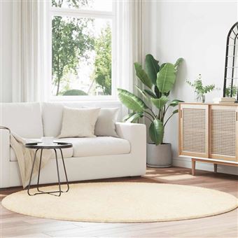 Tapete shaggy de pelo alto vidaXL NAVARRA | 200x200 cm | poliéster creme - 1