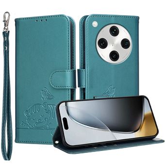 Capa FOXDOCK para OPPO Find X8 Pro | Flip | Bloqueio RFID | Fecho Magnético | Pele Sintética | Alça de Pulso Amovível | Verde Escuro - 1