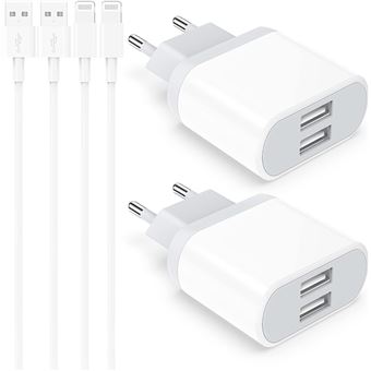 Conjunto de 2 Cabos de Dados Dishiqing para Carregador de Tomada Dupla para iPhone | 2m - Branco - 1