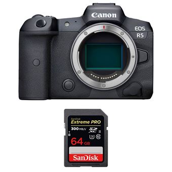 Máquina Fotográfica Canon EOS R5 Corpo + SanDisk 64GB Extreme PRO UHS-II SDXC 300 MB/s + PDF 15 técnicas para melhorar as suas fotografias - 1
