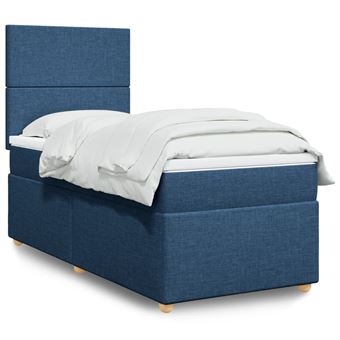 Cama com molas e colchão vidaXL | 100x200 cm | tecido azul - 1