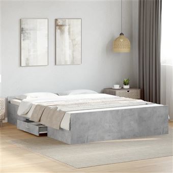 Estrutura de cama com gavetas vidaXL | derivados de madeira cinza-cimento - 1