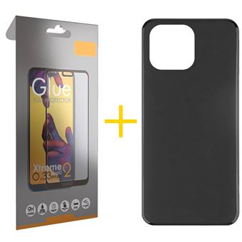 Pack 1 x Película de Vidro Temperado Full + Capa skyhepara Apple iPhone 14 Pro Max Silicone Liso - Preto - 1