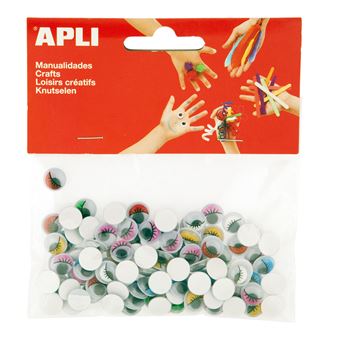 Olhos Autocolantes com  Pestanas Cor Apli 13265 Redondos 10mm Blister com 100 - 1