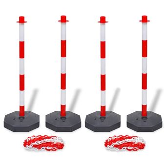 Conjunto de 4 Postes e 2 Correntes de Plástico vidaXL com 10 m cada - 1