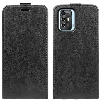 Capa PU textura de cavalo louco, flip vertical, fecho magnético com suporte Magunivers para cartão Magunivers para ZTE Blade A72 5G - preto - 1