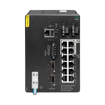 Switch de Rede HPE Aruba Networking CX 4100i 12p 1GbE 8p Class4 PoE and 4p Class6 PoE 2p SFP+ DIN Mount Switch | Preto - 1