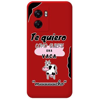 Capa Tumundosmartphone de silicone líquido vermelho para Oppo A77 5G design de vaca de desenho animado - 1