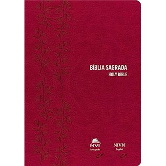 Bíblia Nvi Português Inglês Capa Luxo Rosa - 1