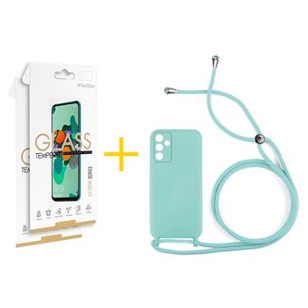 Pack 2 x Película de Vidro Temperado 2.5D + Capa skyhe para Samsung Galaxy A55 5G | Gel Rope | Verde-Água - 1