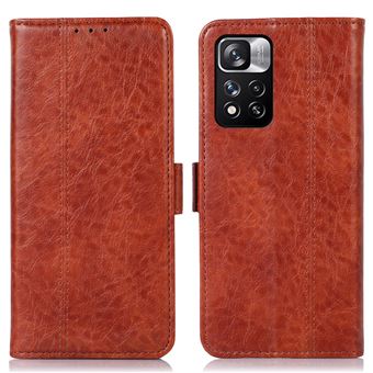 Capa magunivers PU textura de cavalo louco, fecho magnético marrom para Xiaomi Redmi Note 11 Pro/11 Pro Plus - 1