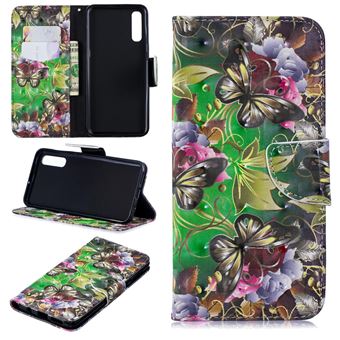 Capa PU Magunivers suporte para impressão de padrões borboleta e flor para Samsung Galaxy A50