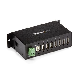 Hub de Interface StarTech.com Concentrador USB 2.0 industrial de 7 portas com proteção ESD e contra picos de corrente de 350 W | Preto - 1