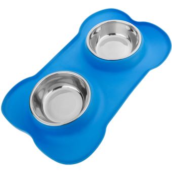 Tigela para Animais de Estimação em Aço Inoxidável PrimeMatik | Alimentador para Cães e Gatos com Bandeja de Silicone Antiderrapante - 1