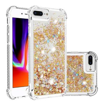 Capa Protetora GANGXUN para iPhone 7 Plus | TPU Transparente | Brilhante com Glitter e Areia Movediça | Amarelo - 1