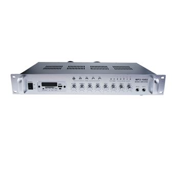 Amplificador de Som Profissional 100W BeMatik 110V 5 Zonas com Fm MP3 AUX MIC Rack