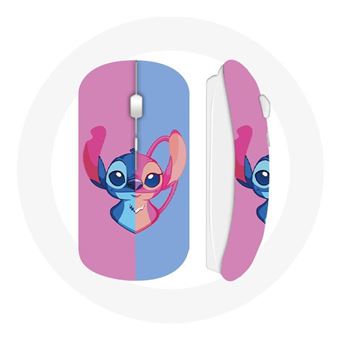 Rato Wireless Maniacase Stitch E Angel Azul Rosa - 1