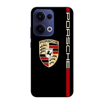 Capa Maniacase para Oppo Reno 13 5G | PORSCHE logotipo vermelho e dourado fundo preto - 1
