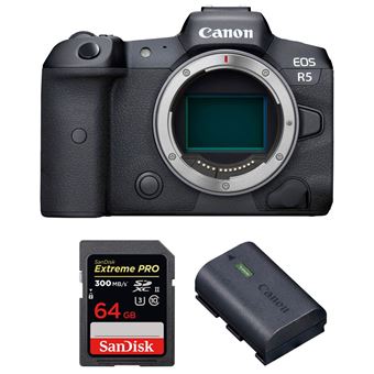 Máquina Fotográfica Canon EOS R5 Corpo + SanDisk 64GB Extreme PRO UHS-II SDXC 300 MB/s + Canon LP-E6NH + PDF 15 técnicas para melhorar as suas fotografias - 1