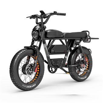 Bicicleta Elétrica LANKELEISI X-Black Knight | Estilo Moto | Motor duplo de 2000 W | Bateria dupla Samsung de 48 V e 45 Ah - 1