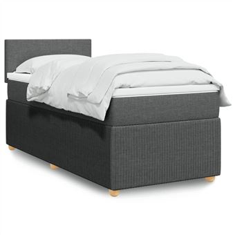 Cama com molas e colchão vidaXL | 90x190 cm | tecido cinza-escuro - 1