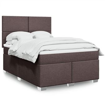 Cama com molas e colchão vidaXL | 160x200 cm | tecido castanho-escuro - 1