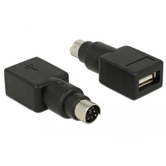 Cabo de interface/adaptador de género DeLOCK 65898 cable gender changer PS/2 USB Type-A Preto, Inox - 1