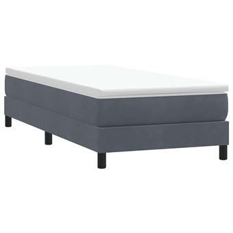 Box Cama primavera sem Colchão vidaXL | Cinzento Escuro | 80x210 cm | Veludo - 1